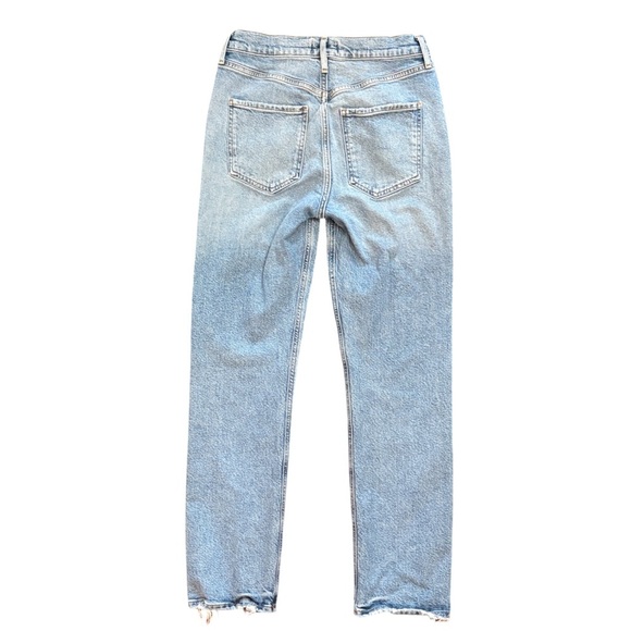 AGOLDE Riley Long High Rise Slim Straight Light Medium Blue Button Fly Size 27 - Picture 5 of 15